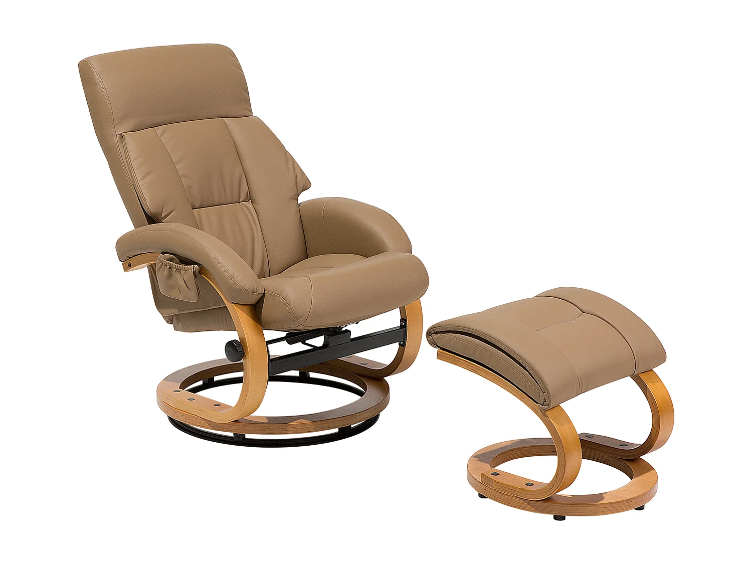 Massagesessel mit Heizfunktion, Timer und Fußhocker Kunstleder sandbeige Force