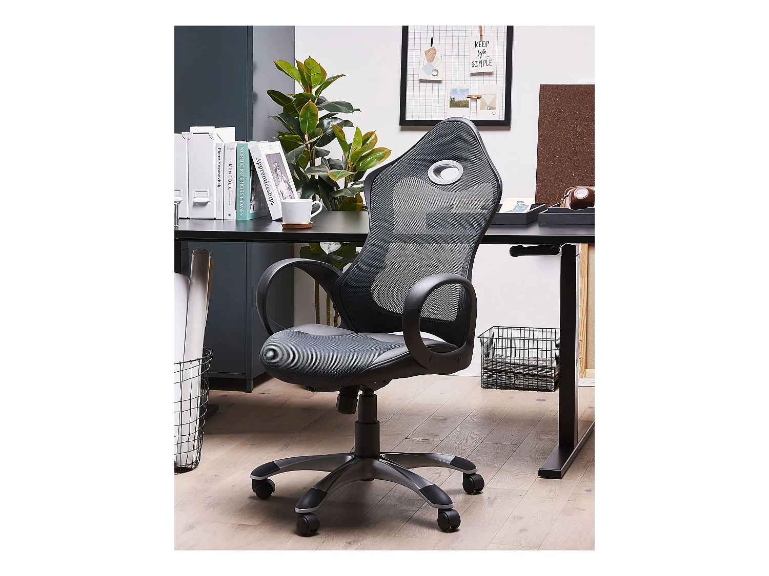 Bequemer Bürostuhl atmungsaktives Netz höhenverstellbar schwarz / grau iChair