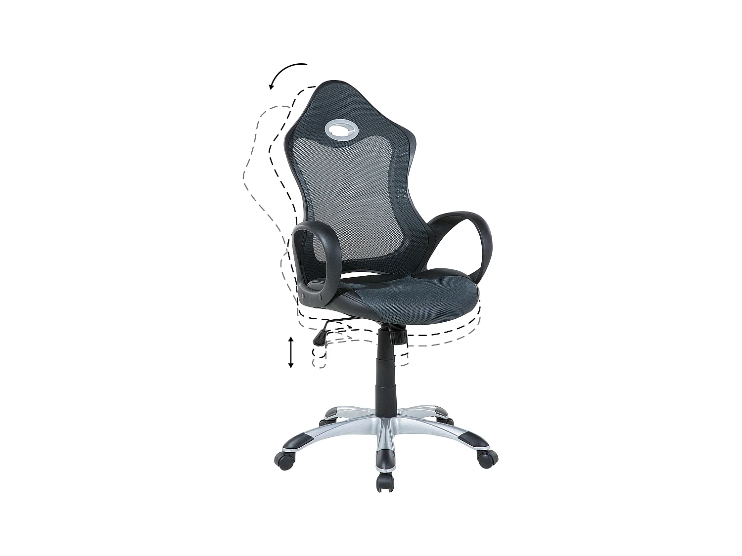 Bequemer Bürostuhl atmungsaktives Netz höhenverstellbar schwarz / grau iChair