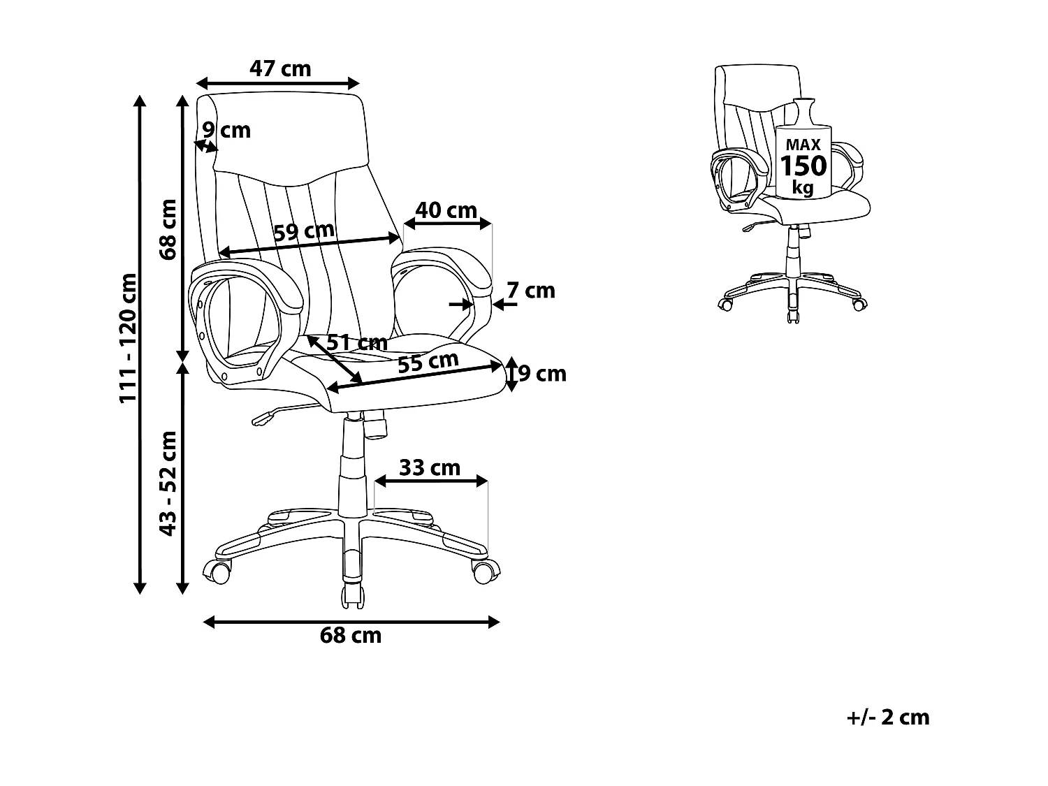 Chaise de bureau TRIUMPH Cuir PU Crème