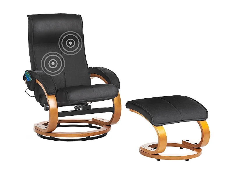 Massagestuhl HERO mit Fussstütze Stoff Schwarz