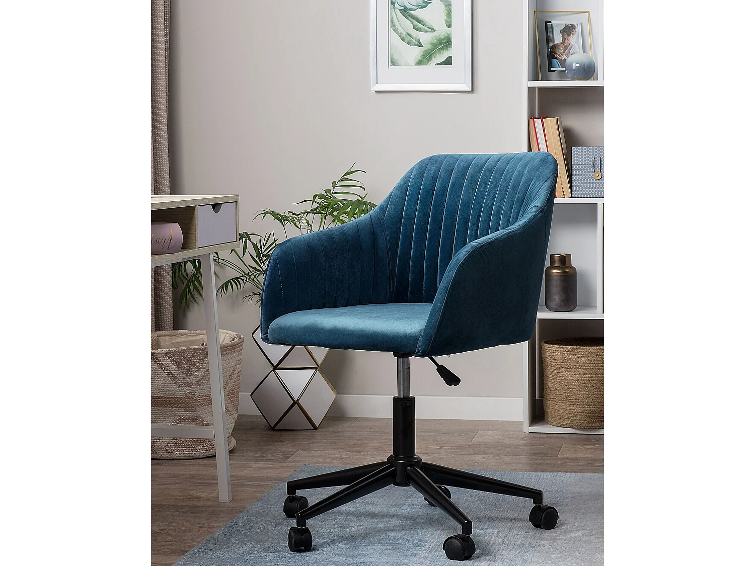 Chaise de bureau VENICE Velours Bleu marine