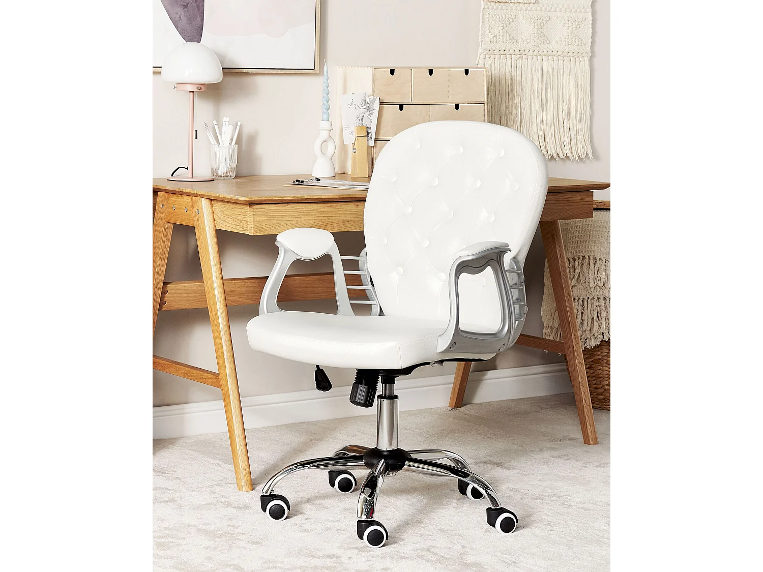 Bureaustoel Draaibaar PRINCESS Kunstleer Wit