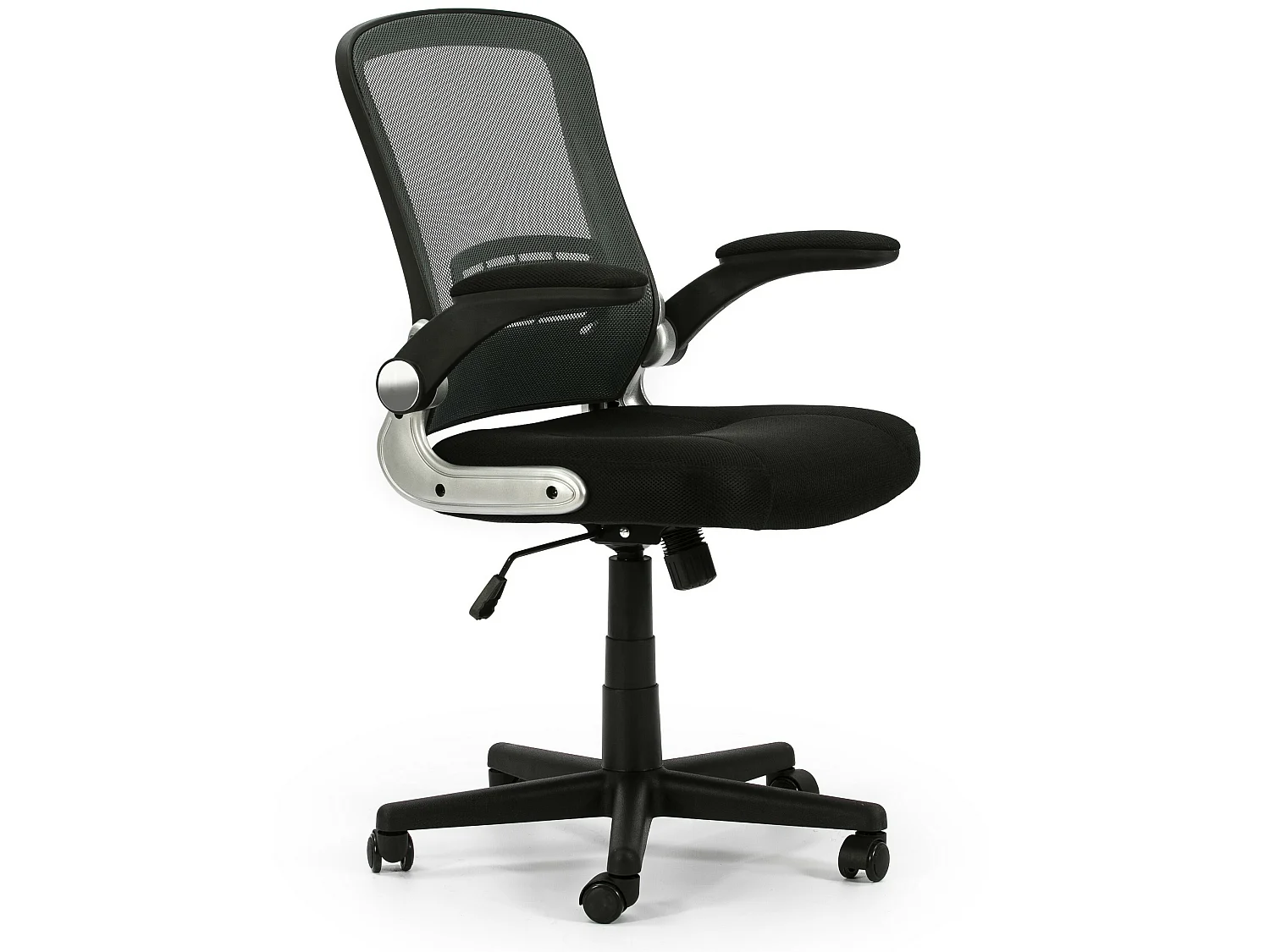 Sedia da Ufficio Cosmos sollevabile e reclinabile con Schienale a Rete, Color Nero, braccioli mobili