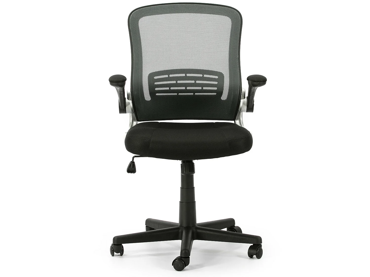 Sedia da Ufficio Cosmos sollevabile e reclinabile con Schienale a Rete, Color Nero, braccioli mobili