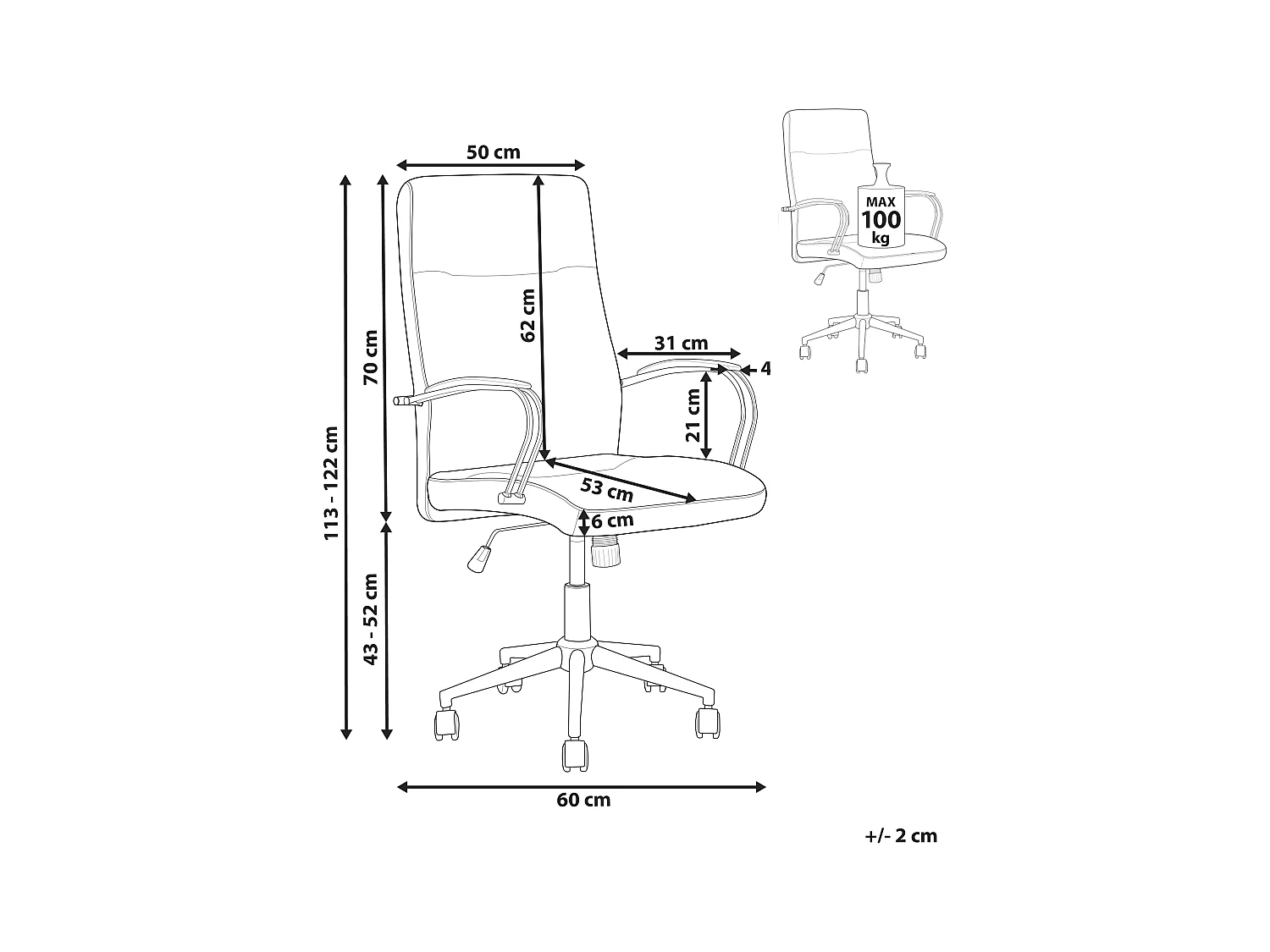 Chaise de bureau OSCAR Cuir PU Noir