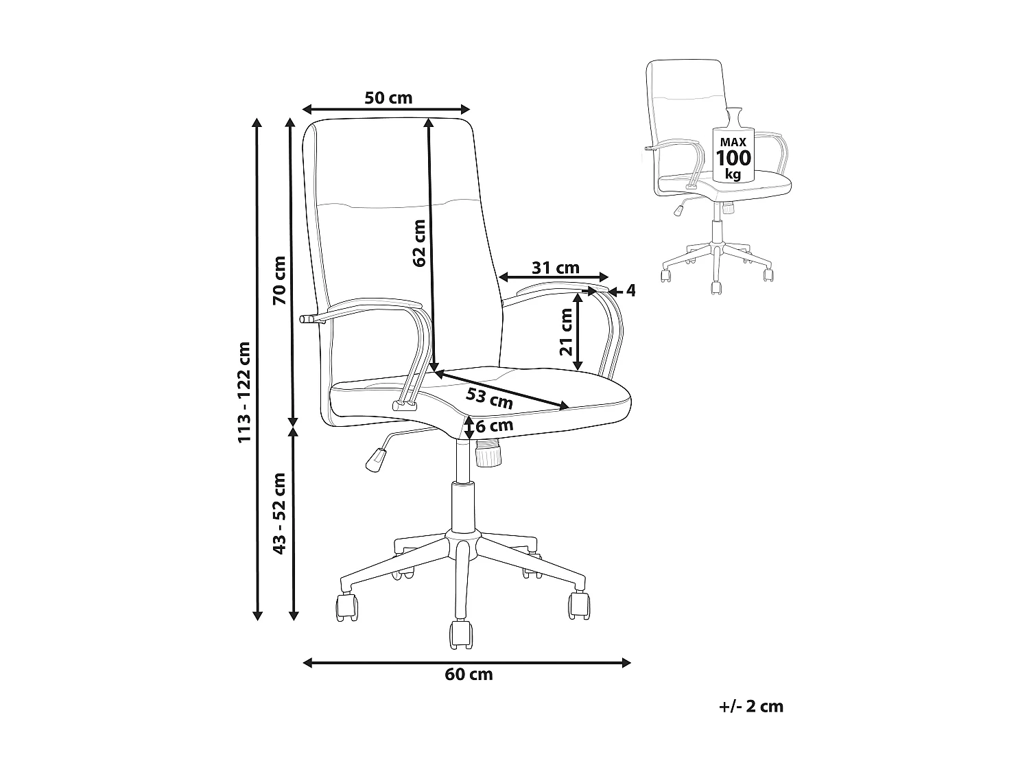 Chaise de bureau OSCAR Cuir PU Noir