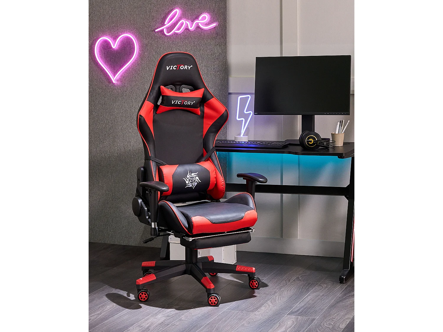 Siège de gaming VICTORY Cuir PU Rouge