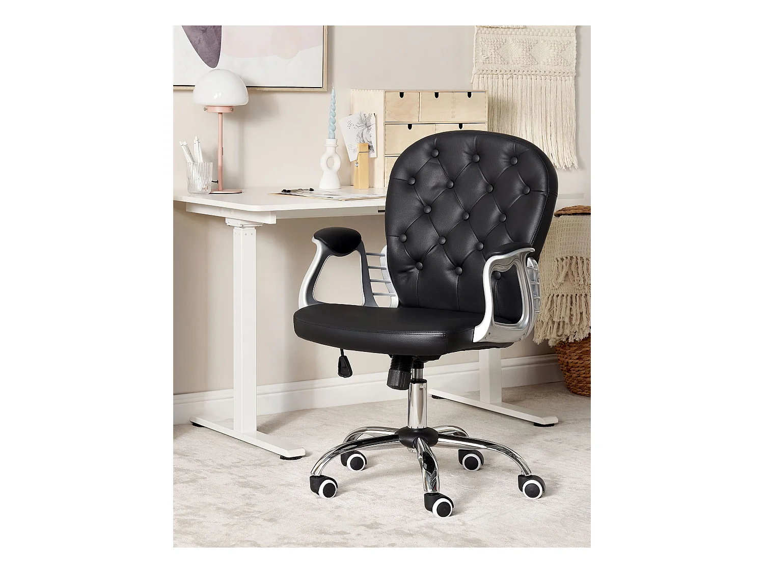 Schöner drehbarer Bürostuhl Kunstleder in Schwarz Princess