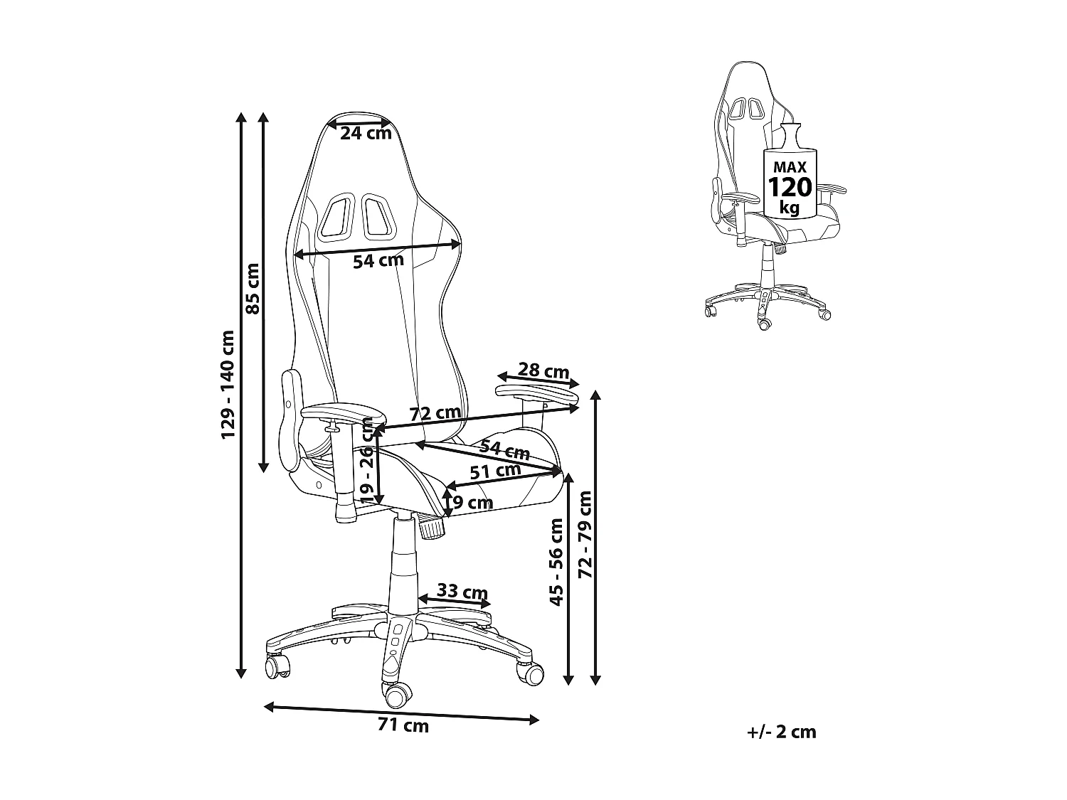 Siège de gaming KNIGHT Cuir PU Doré