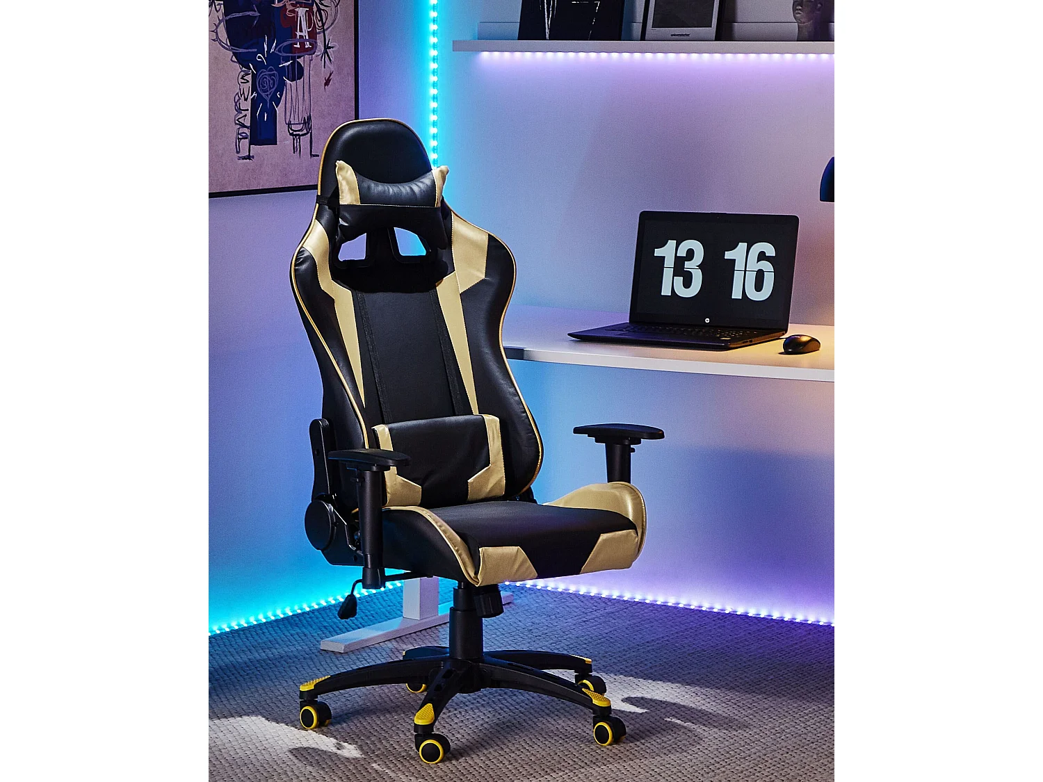 Gamestoel Draaibaar KNIGHT Kunstleer Goud