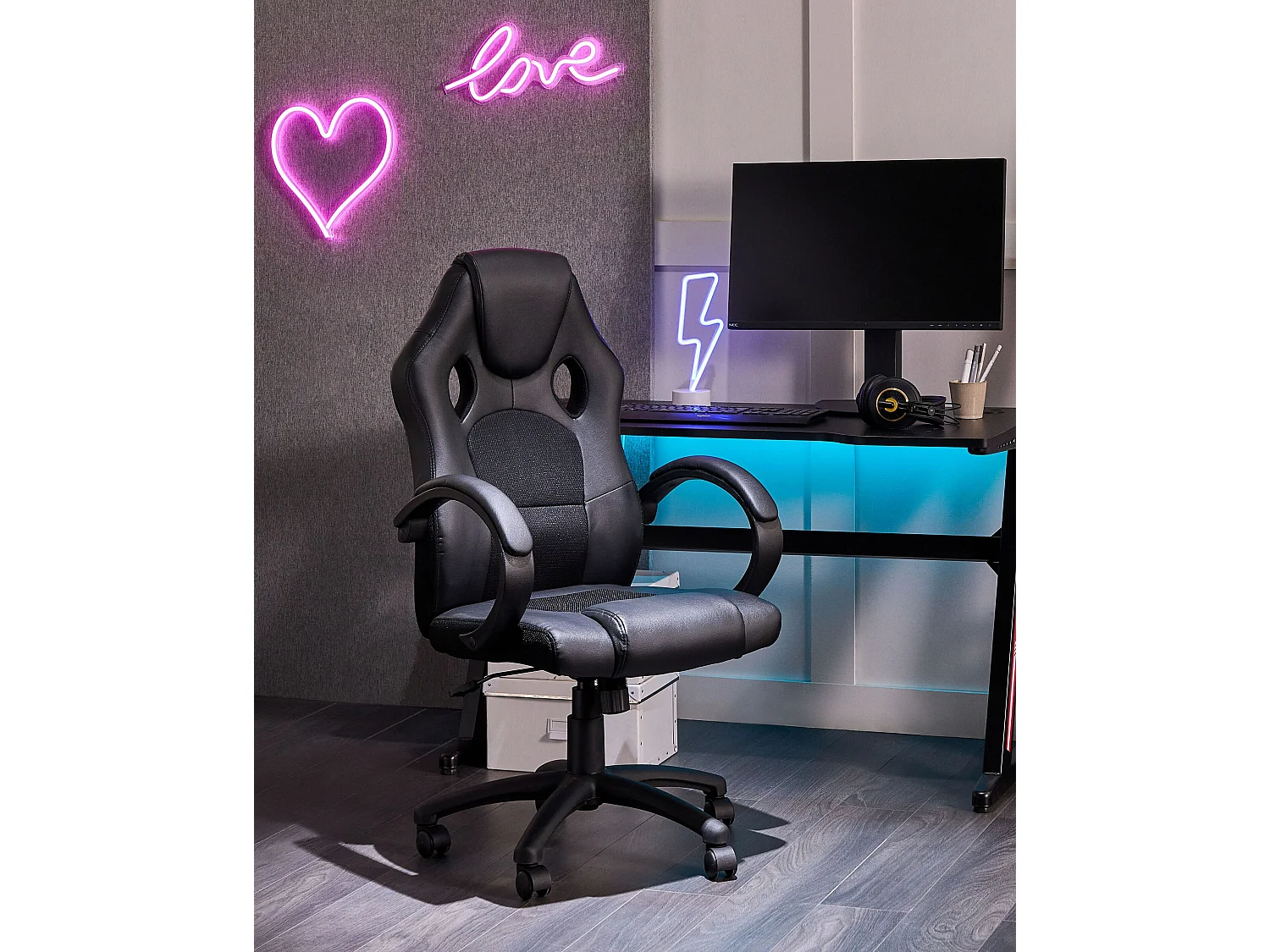 Chaise de bureau FIGHTER Cuir PU Noir