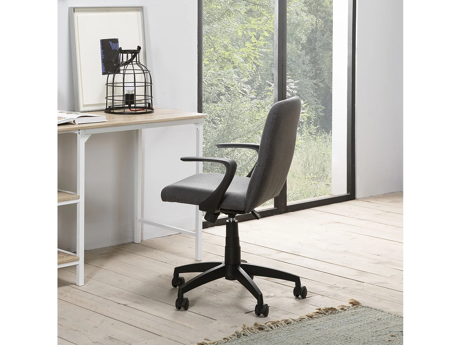 Fauteuil de Bureau relevable Teo matelassé avec Tissu Gris Foncé