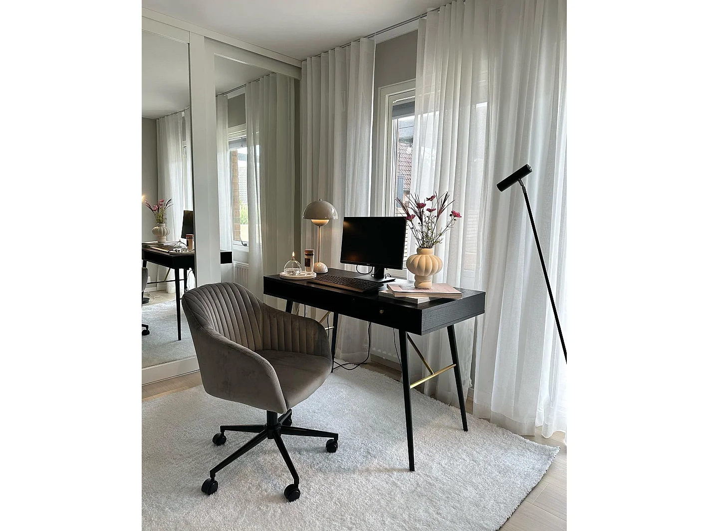 Chaise de bureau VENICE Velours Gris