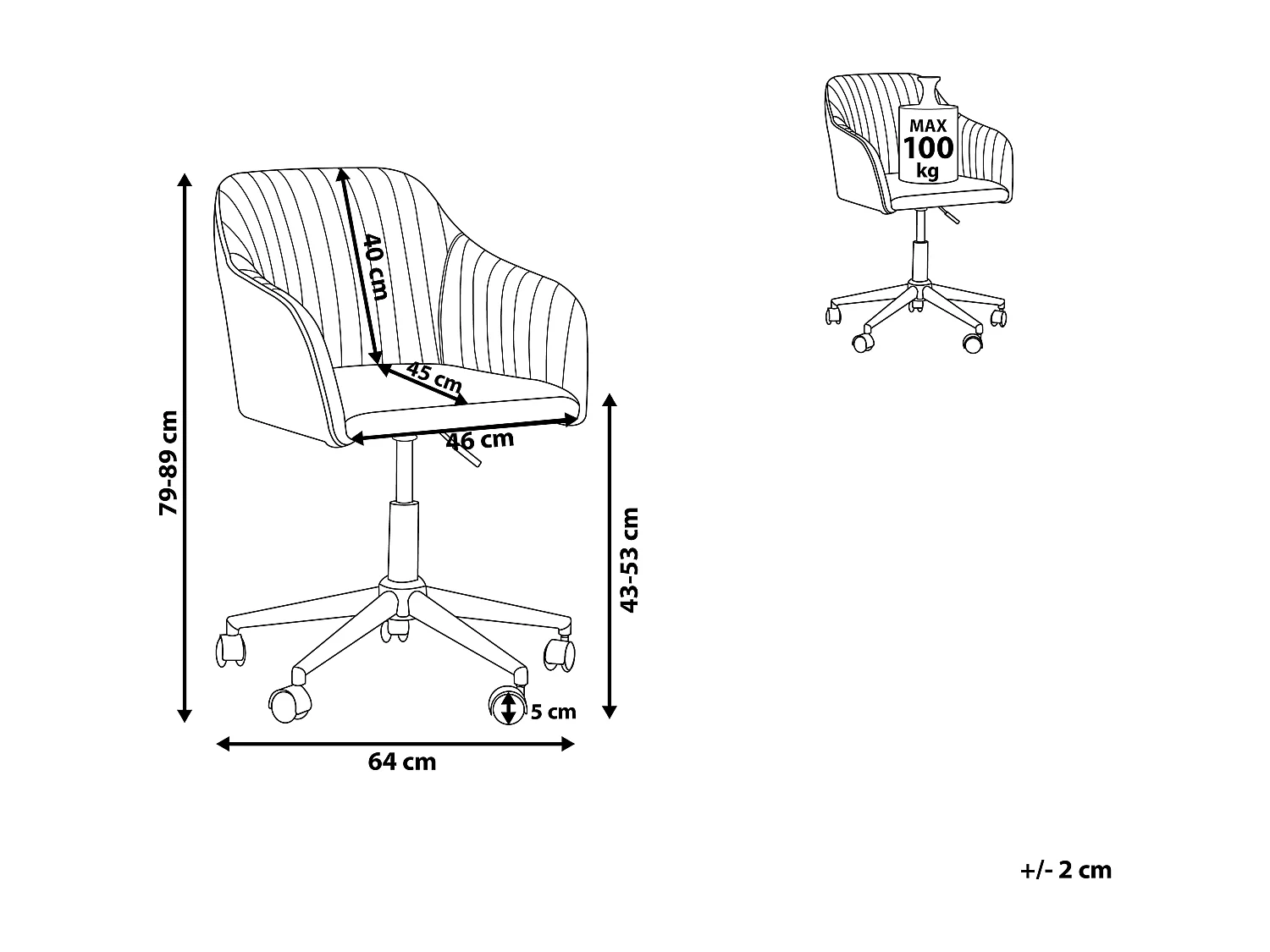 Chaise de bureau VENICE Velours Gris