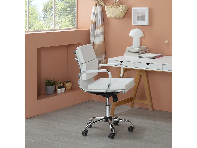 Sillón de Oficina Fenix reclinable Blanco, Piel sintética, Altura Ajustable