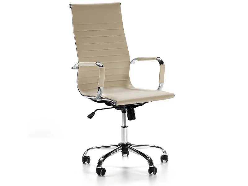 Sillón de Oficina Londres reclinable Taupe, Piel sintética, Altura Ajustable