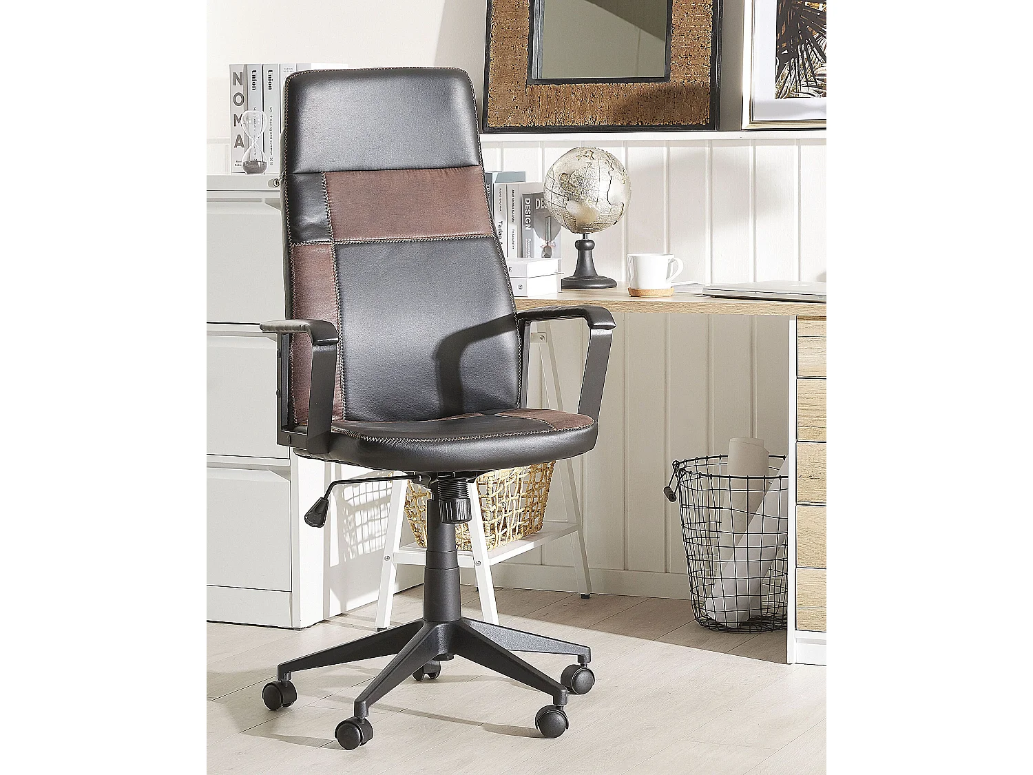 Chaise de bureau noire et marron DELUXE