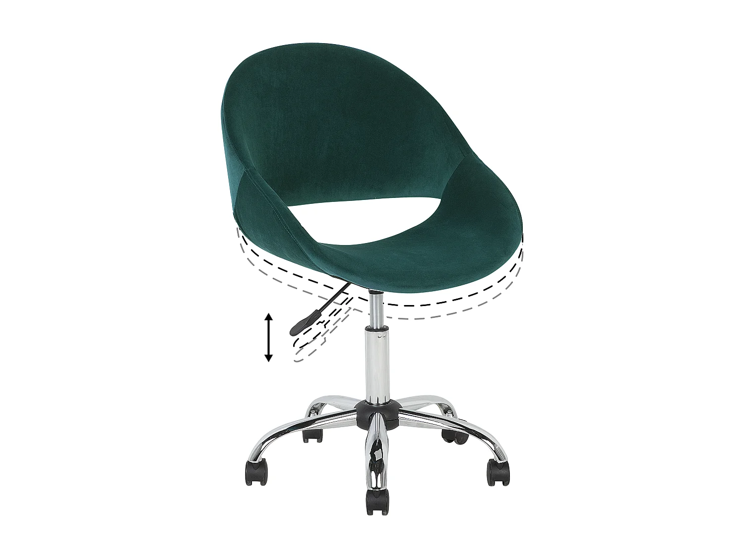 Sedia da scrivania SELMA Velluto Verde smeraldo