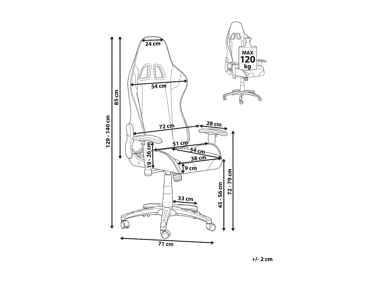 Bürodrehstuhl Kunstleder schwarz / silber mit Nacken- und Rückenkissen Knight