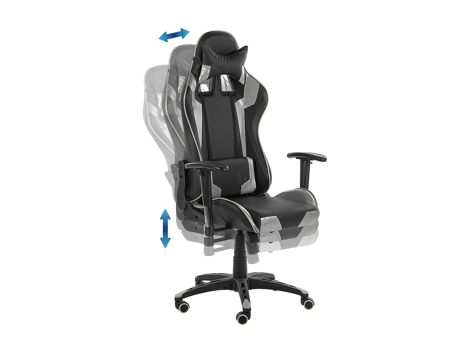 Siège de gaming KNIGHT Cuir PU Argenté