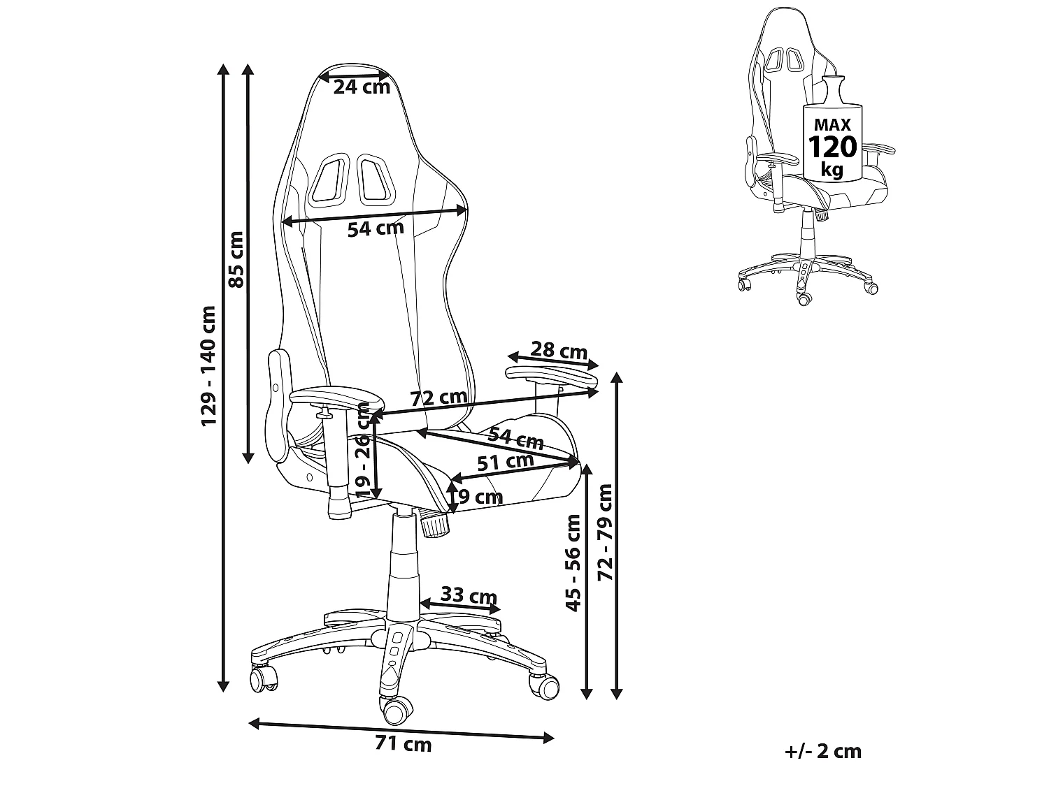 Siège de gaming KNIGHT Cuir PU Argenté