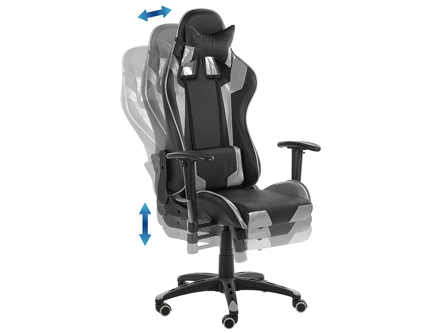 Siège de gaming KNIGHT Cuir PU Argenté