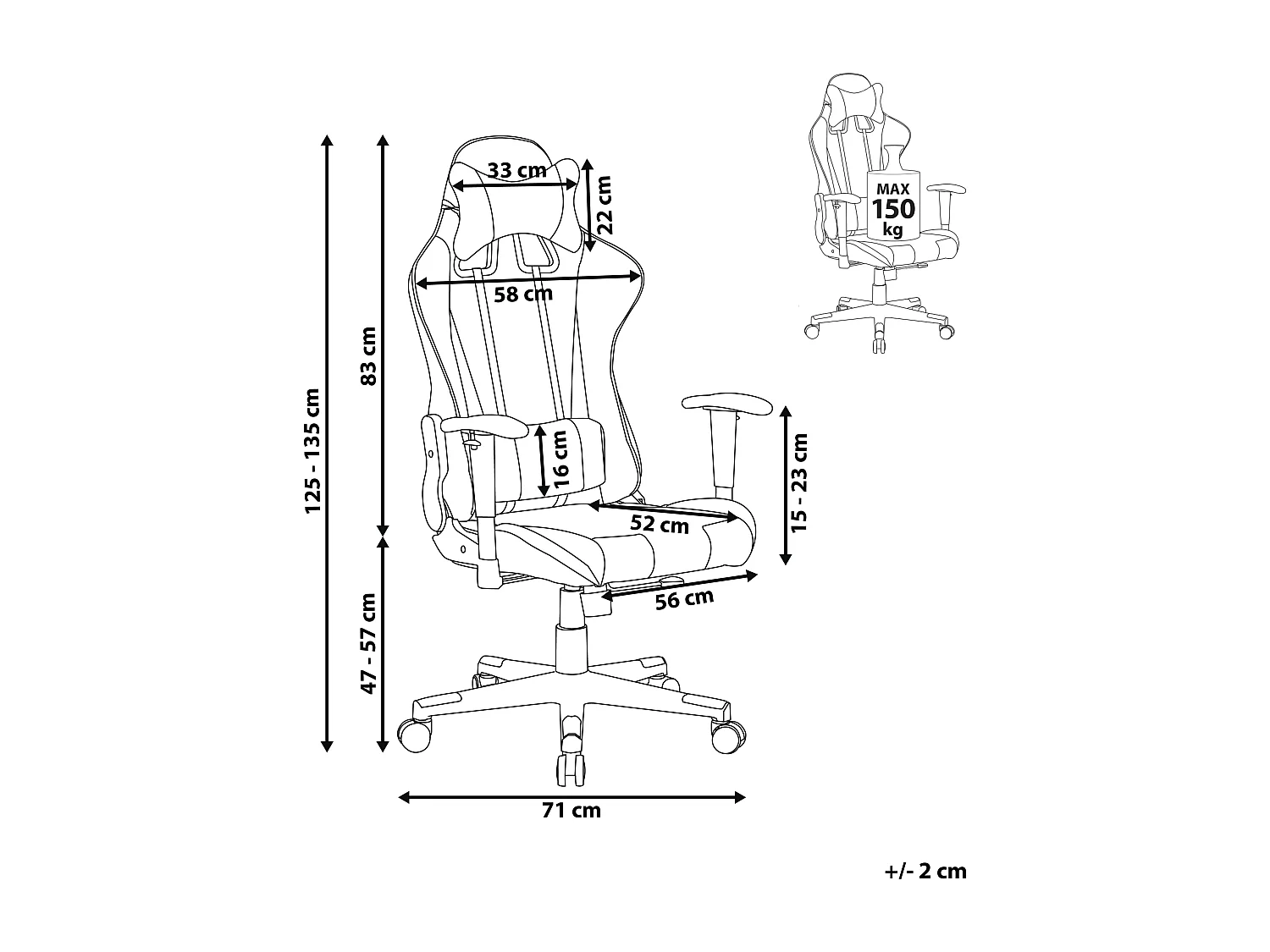 Chaise de bureau GAMER Cuir PU Bleu foncé