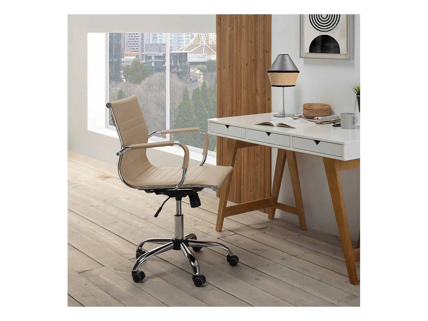 Fauteuil de Bureau Croma inclinable Taupe,Cuir Synthétique