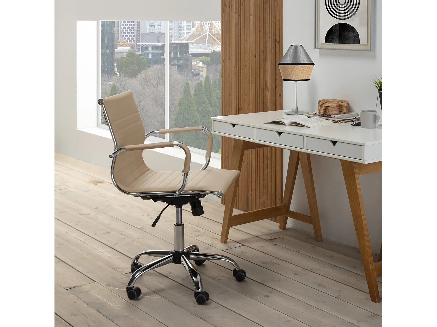 Fauteuil de Bureau Croma inclinable Taupe,Cuir Synthétique