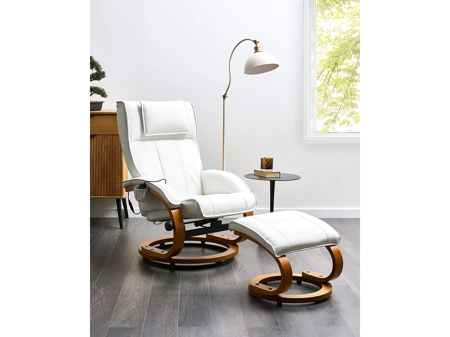 Fauteuil massant MAJESTIC Cuir PU Blanc