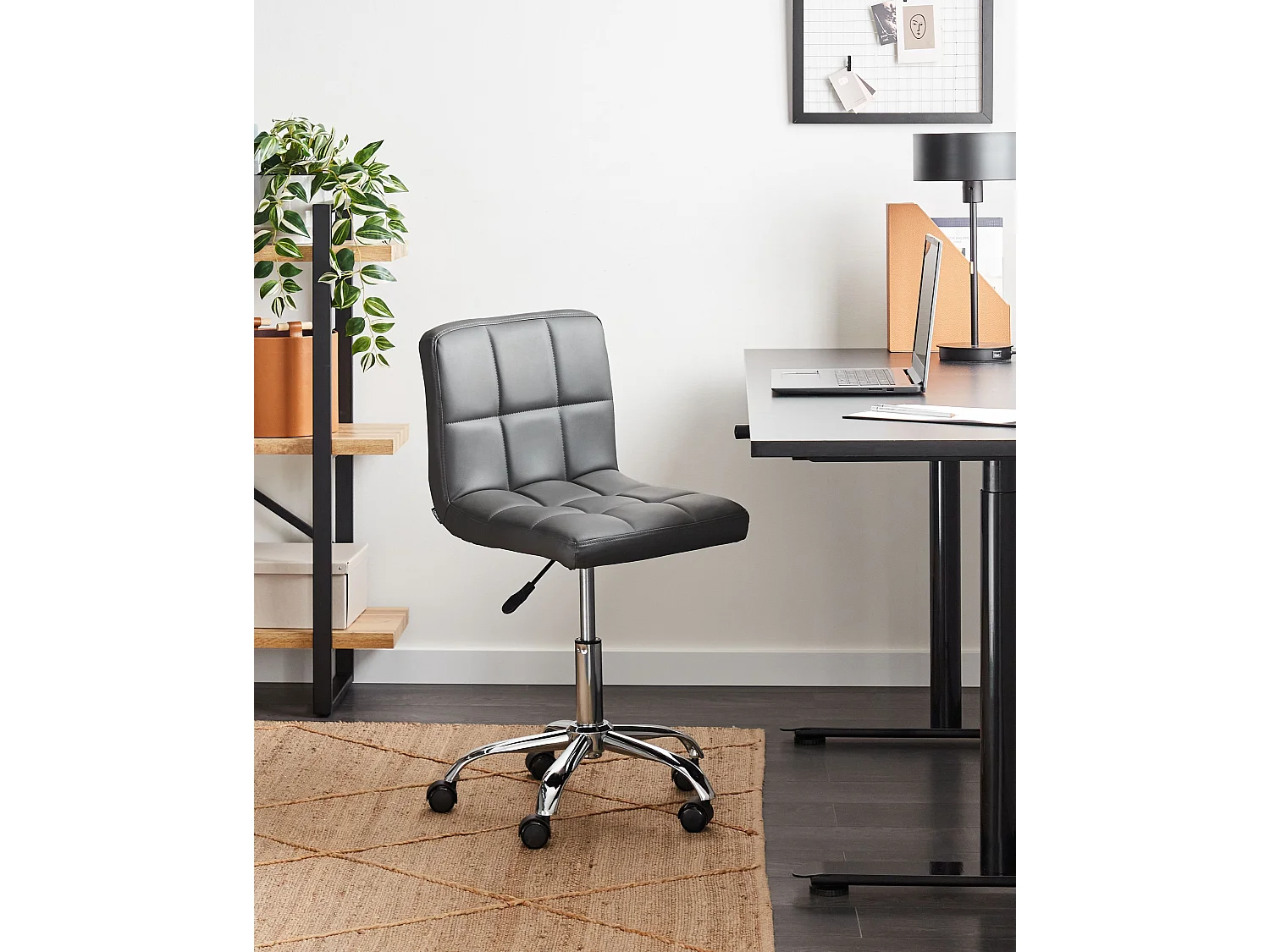 Arbeitsstuhl Arbeitshocker Hocker mit Rollen grau Polyester Marion