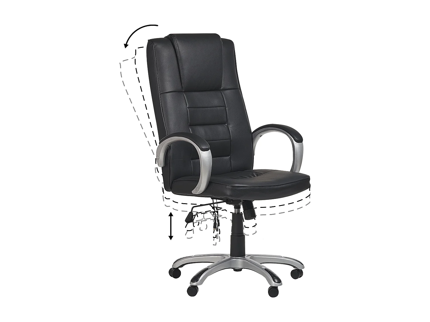 Fauteuil massant avec fonction chauffante GRANDEUR Cuir PU Noir