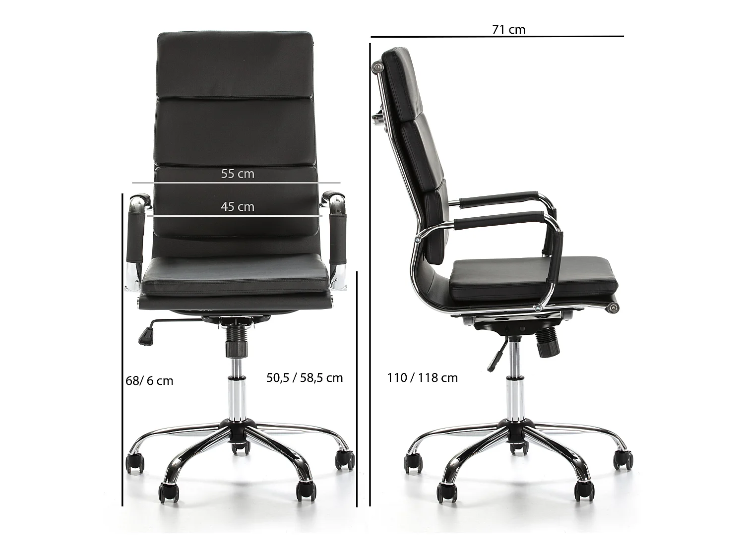 Sillón de Oficina Morgan reclinable Negro, Piel sintética, Altura Ajustable