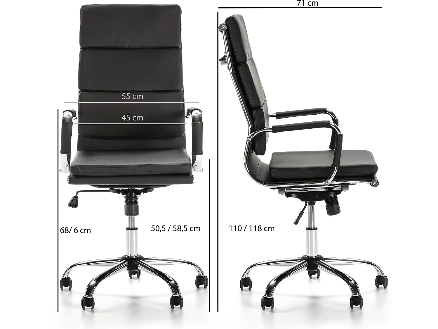 Fauteuil de Bureau Morgan inclinable Noir, Cuir synthétique