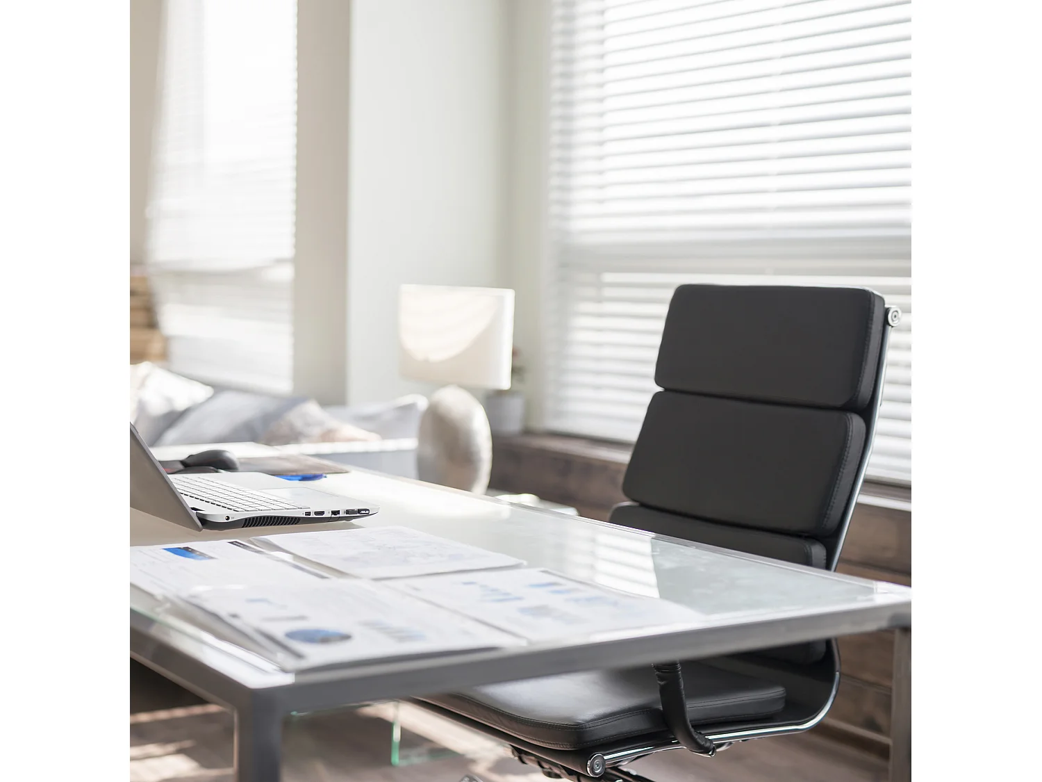 Fauteuil de Bureau Morgan inclinable Noir, Cuir synthétique