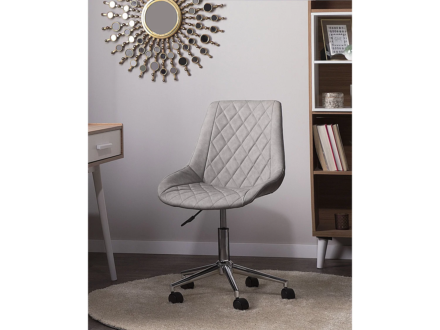 Chaise de bureau MARIBEL Cuir PU Gris clair