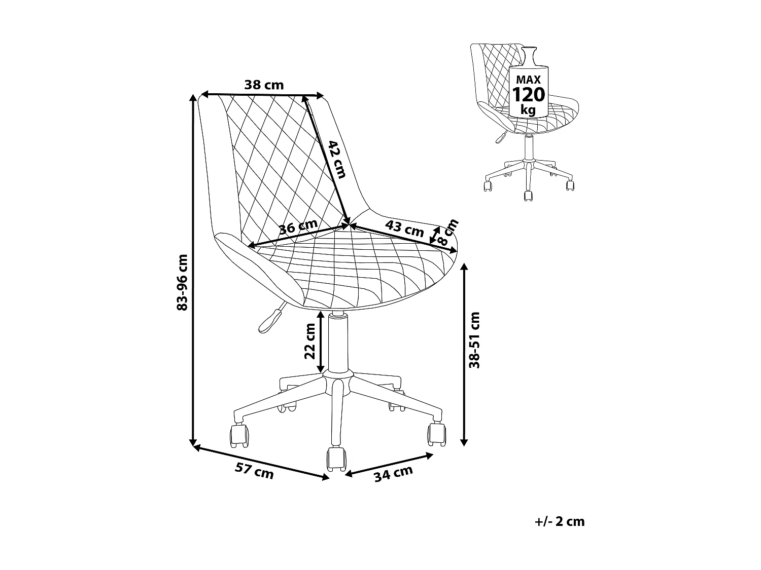Chaise de bureau MARIBEL Cuir PU Gris clair