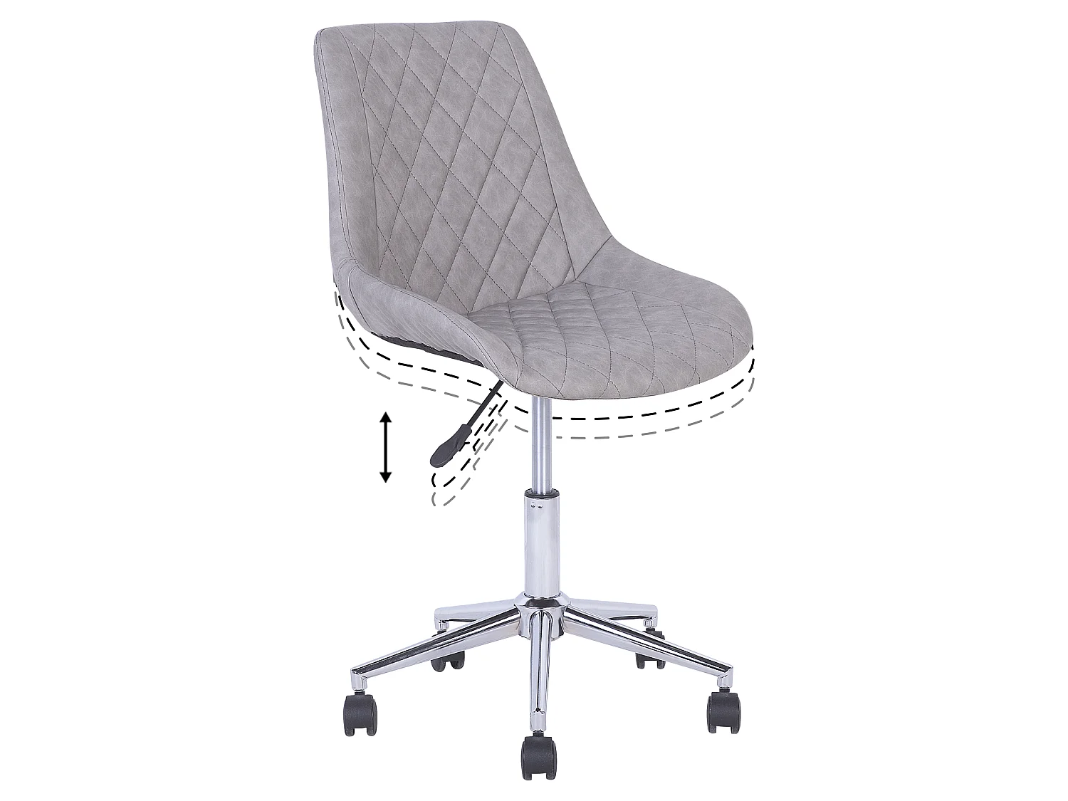 Silla de oficina giratoria MARIBEL Piel sintética Gris claro