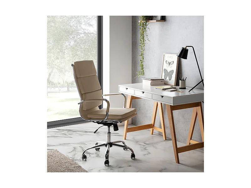 Kantoorstoel Morgan verstelbaar Taupe, kunstleer, verstelbare hoogte