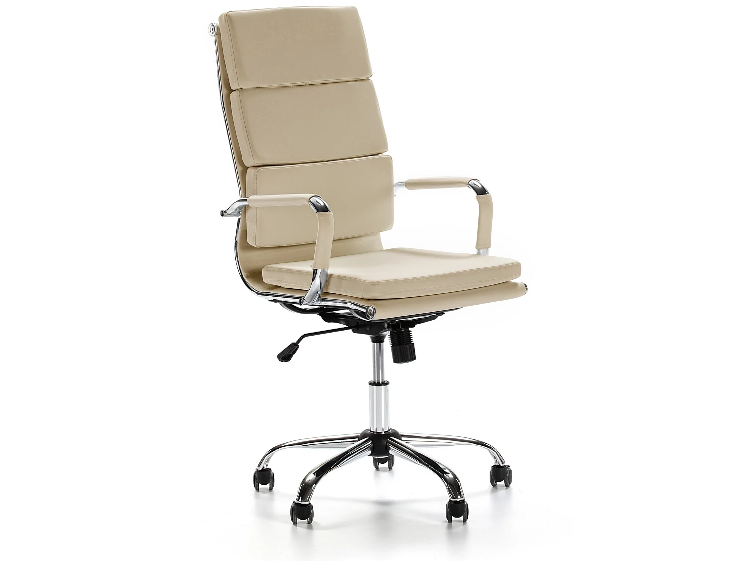 Sedia da Ufficio Morgan reclinabile Taupe, Ecopelle, Sedia Executive con poggiatesta Imbottito, Altezza Regolabile, Design ergonomico