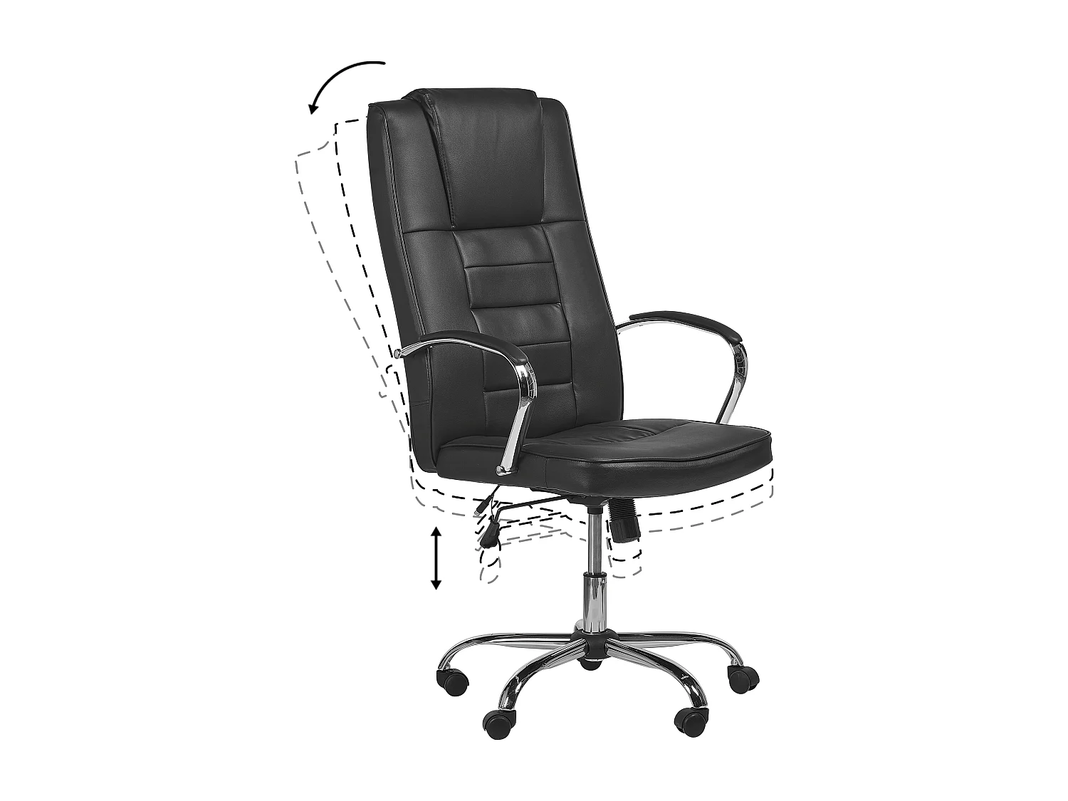 Fauteuil massant avec fonction chauffante GRANDEUR Cuir PU Noir