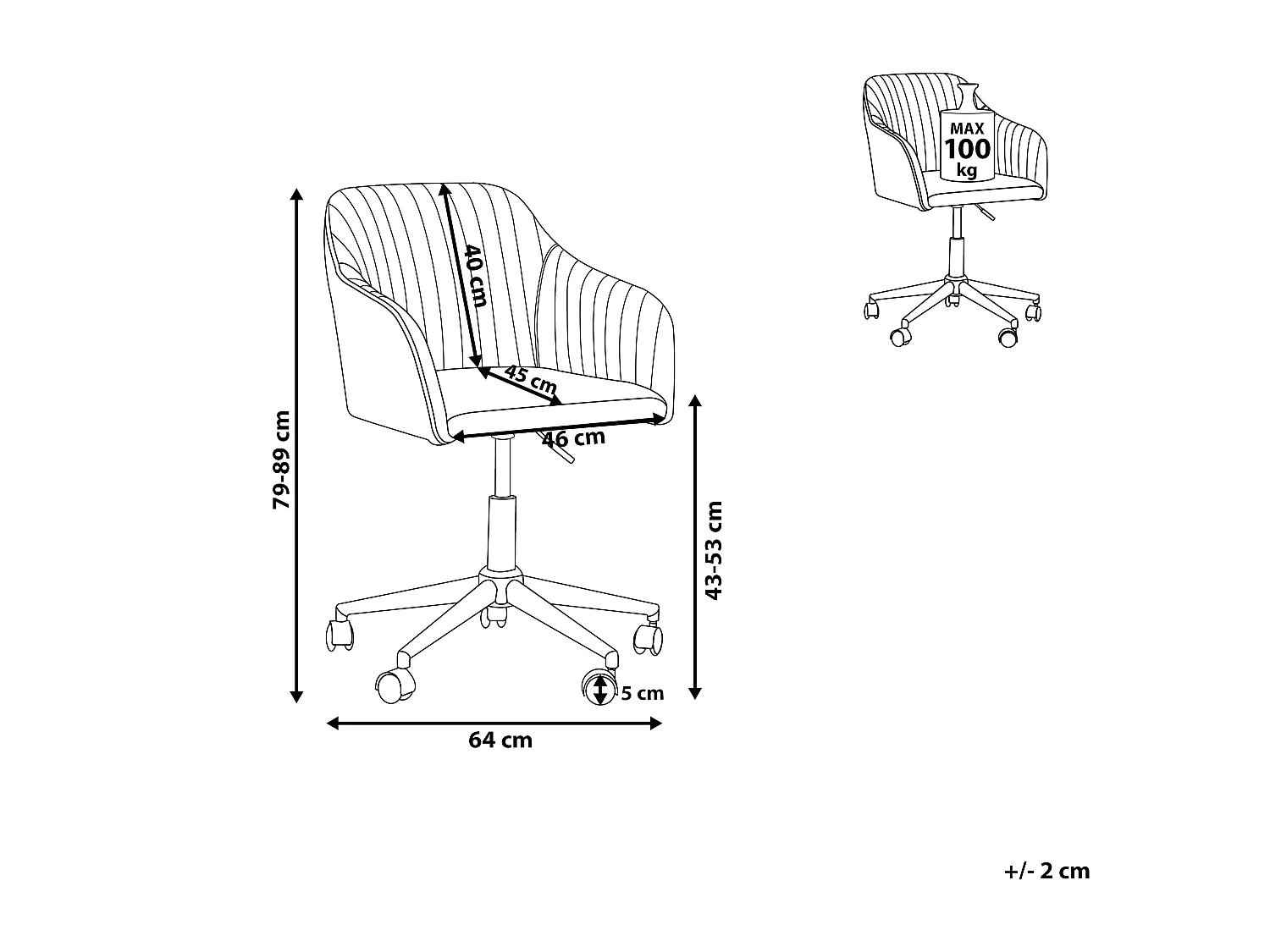 Chaise de bureau VENICE Velours Noir