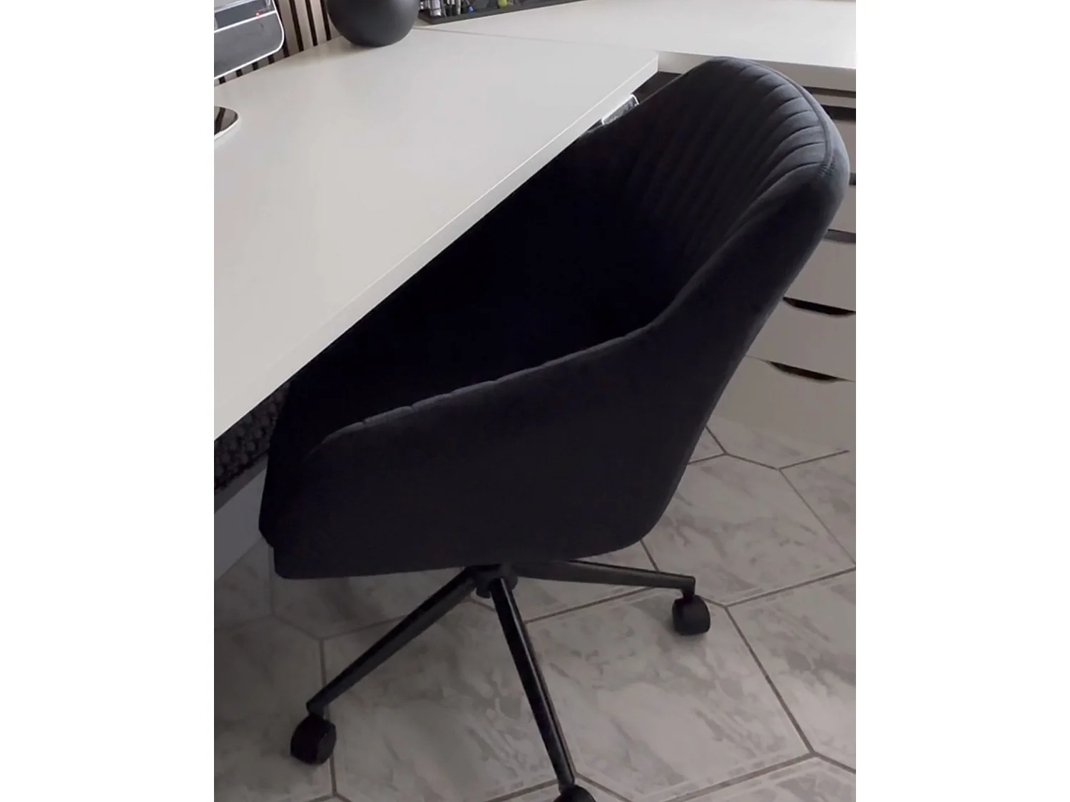 Chaise de bureau VENICE Velours Noir