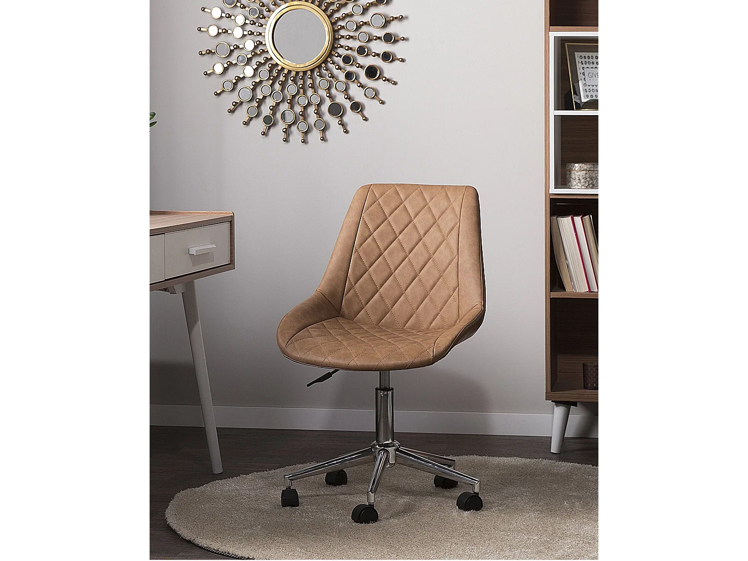 Chaise de bureau MARIBEL Cuir PU Marron doré