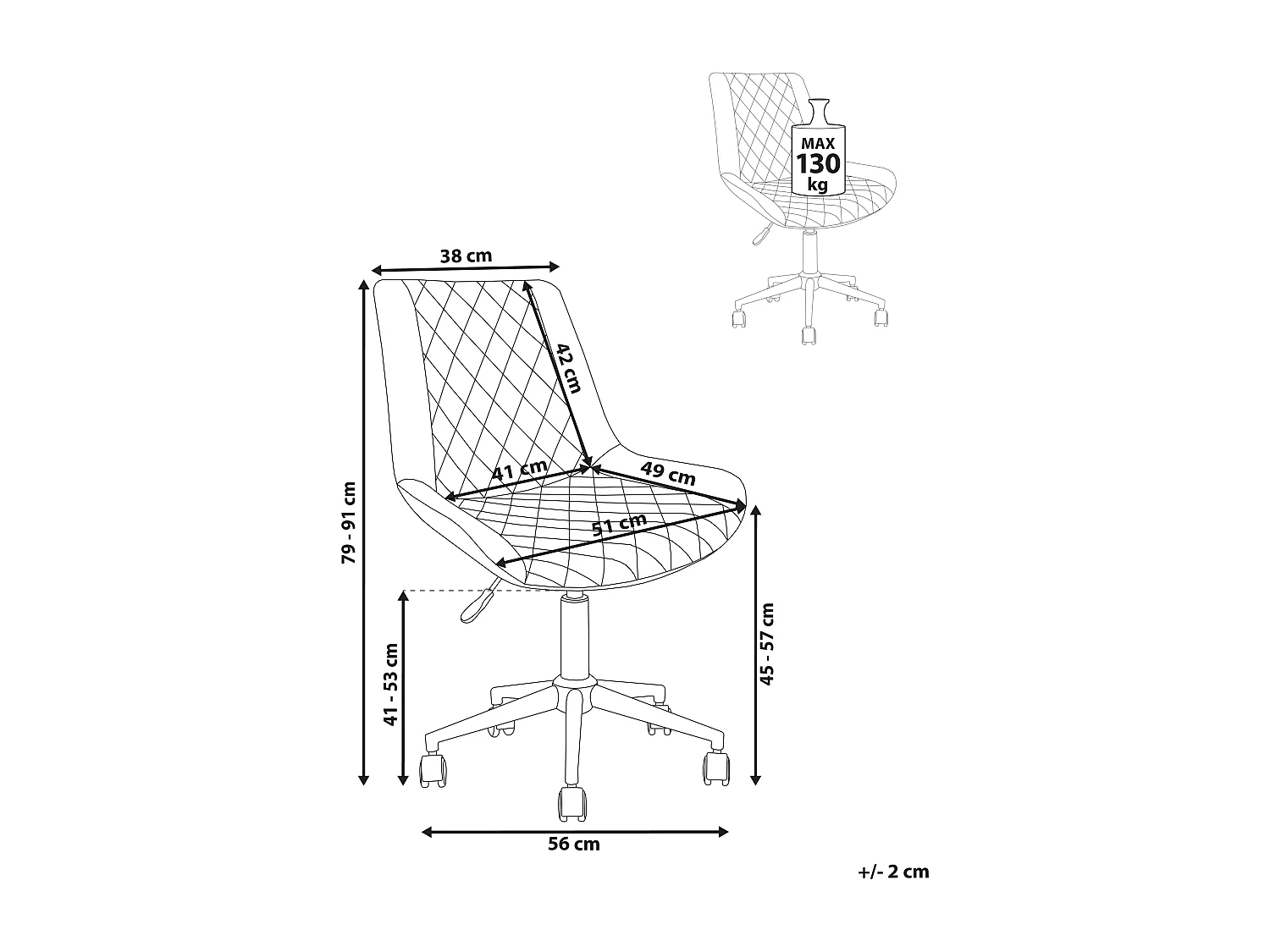 Chaise de bureau MARIBEL Cuir PU Marron doré
