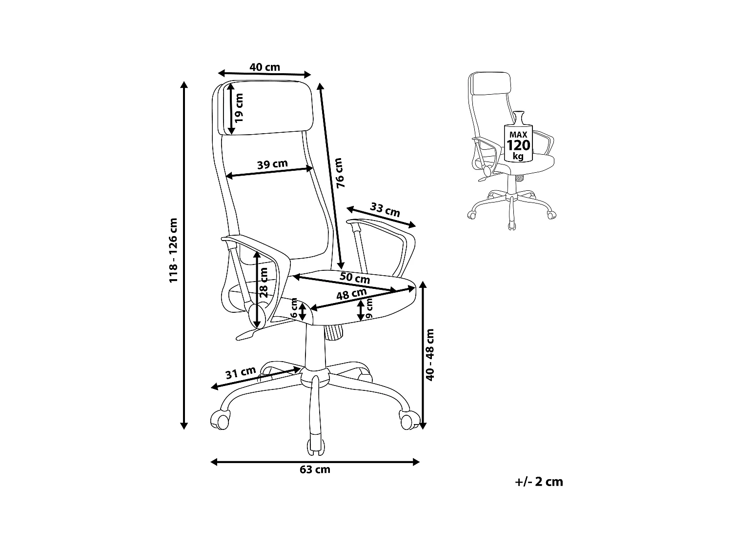 Bureaustoel Draaibaar PIONEER Kunstleer Wit