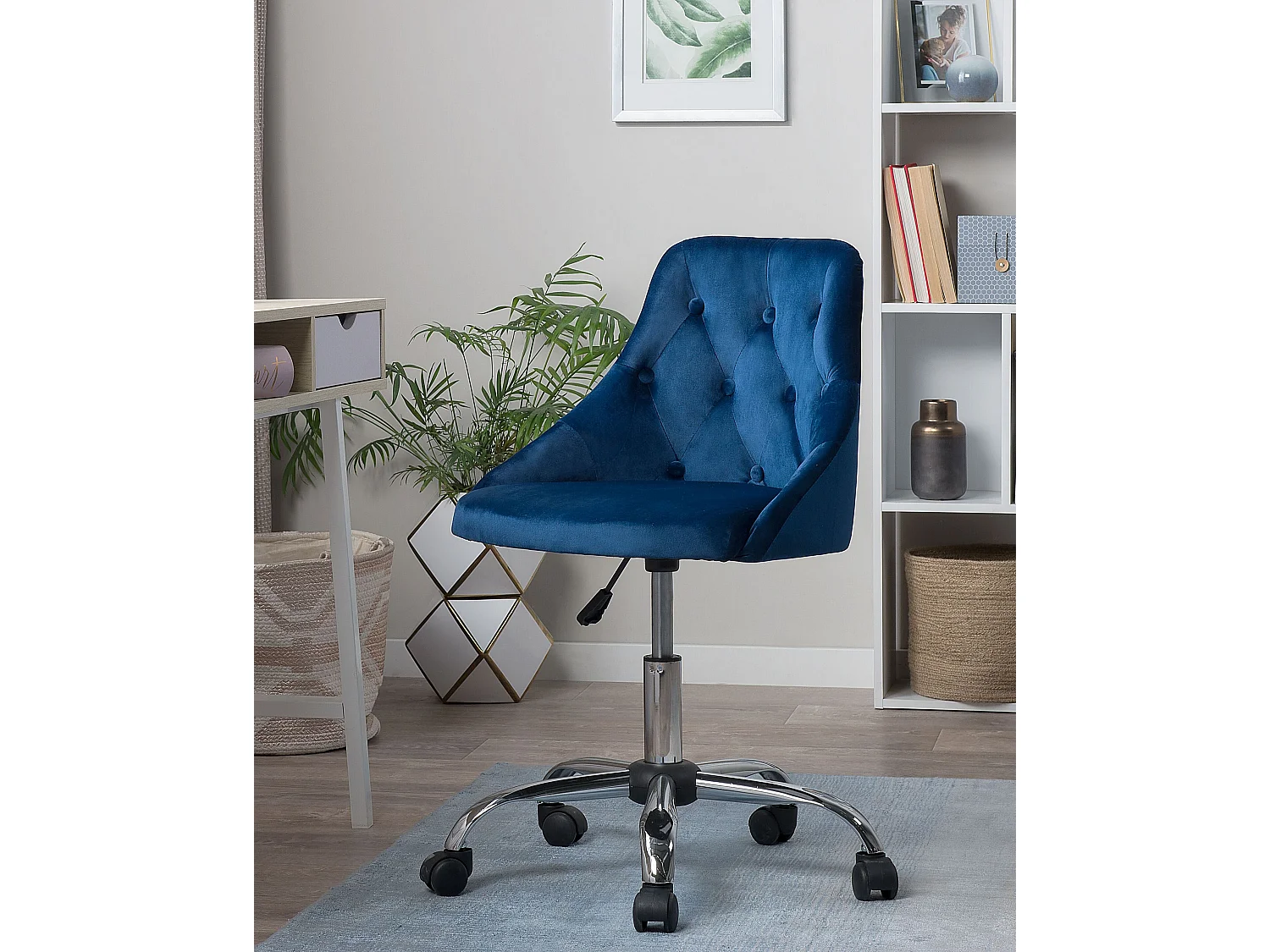 Cadeira de escritório PARRISH Veludo Azul marinho