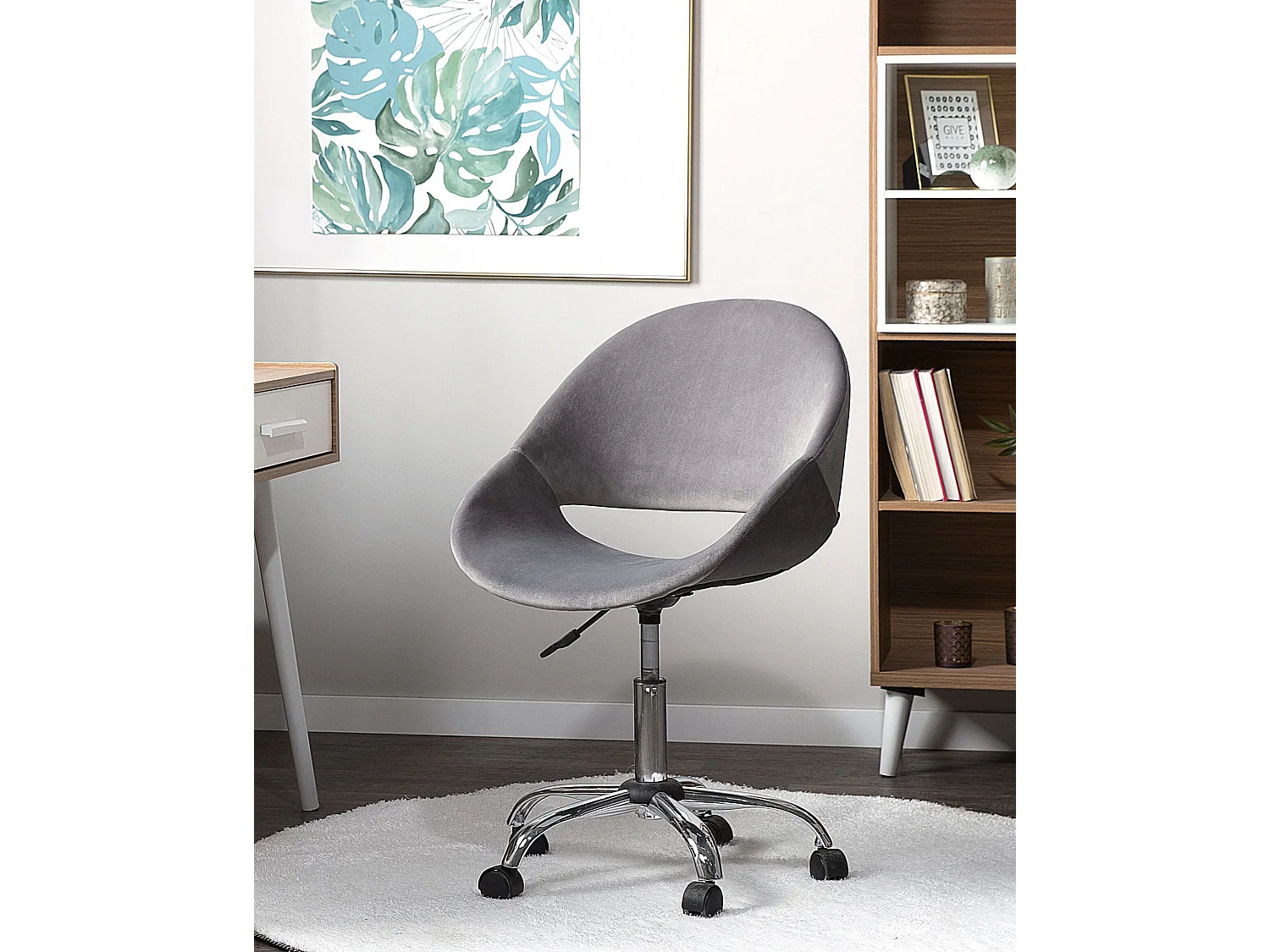Chaise de bureau SELMA Velours Gris