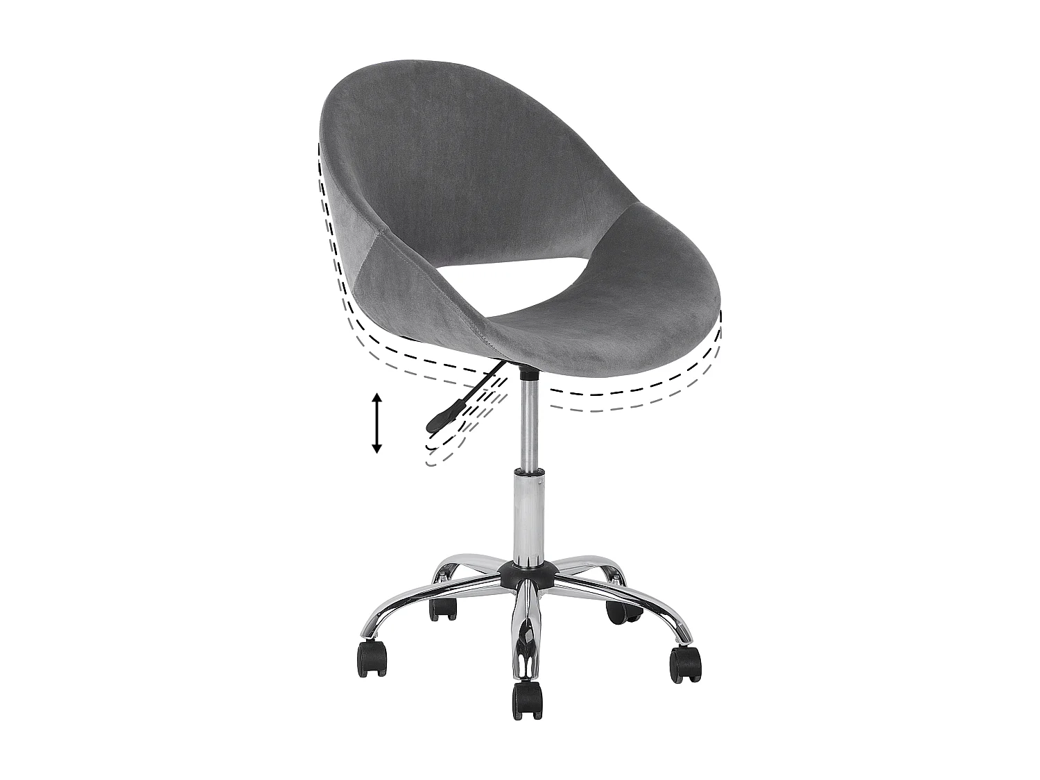 Chaise de bureau SELMA Velours Gris